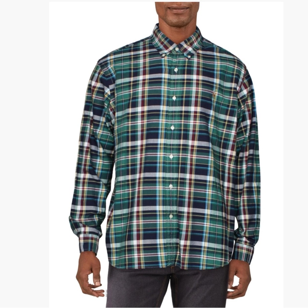 Polo Ralph Lauren Classic Fit Multi Green Plaid Oxford Shirt Size L